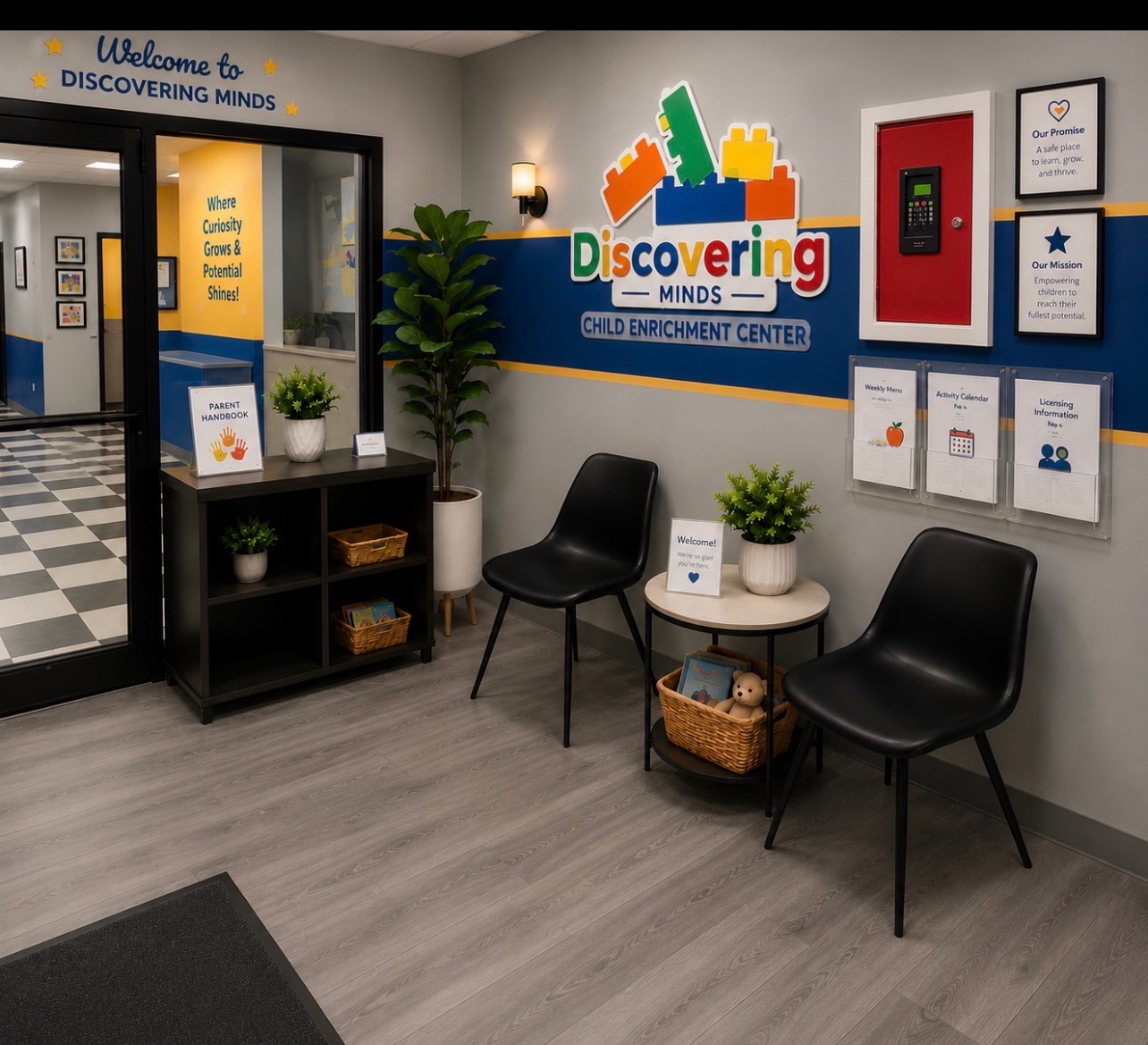 The welcoming lobby at Discovering Minds Child Enrichment Center